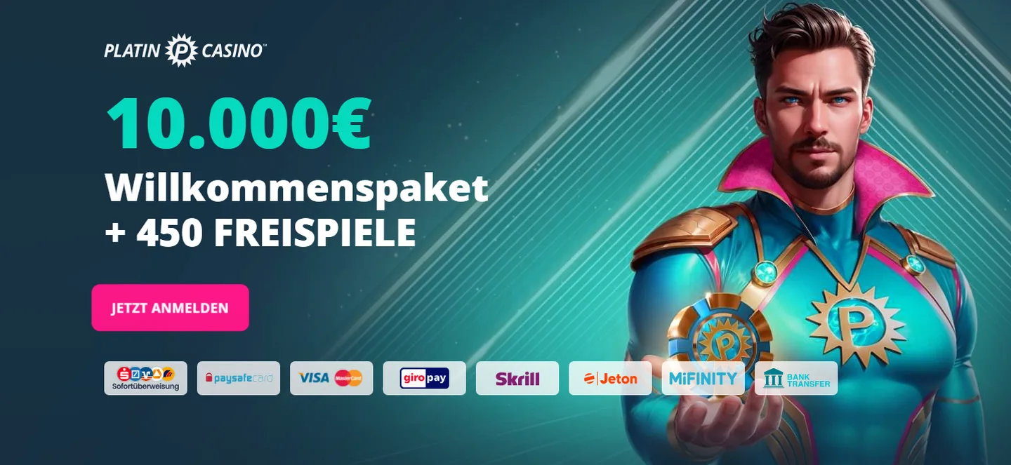 Platincasino — Bis zu 10.000 € + 450 Freispiele